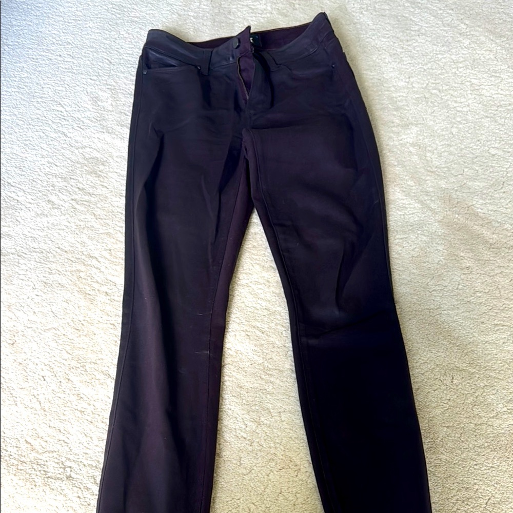 Paige Burgundy Faux Leather Skinny Pants